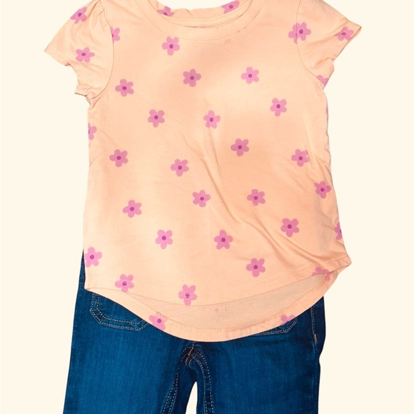 Girls' 4T Cat and Jack Floral Tops and Pants Set - Picture 5 of 6